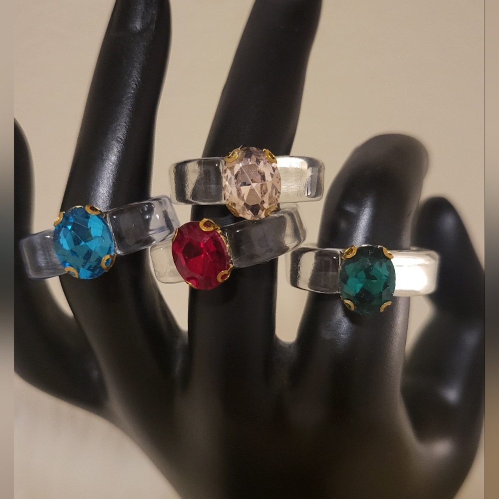 Jewel Resin Rings (Set of 4)